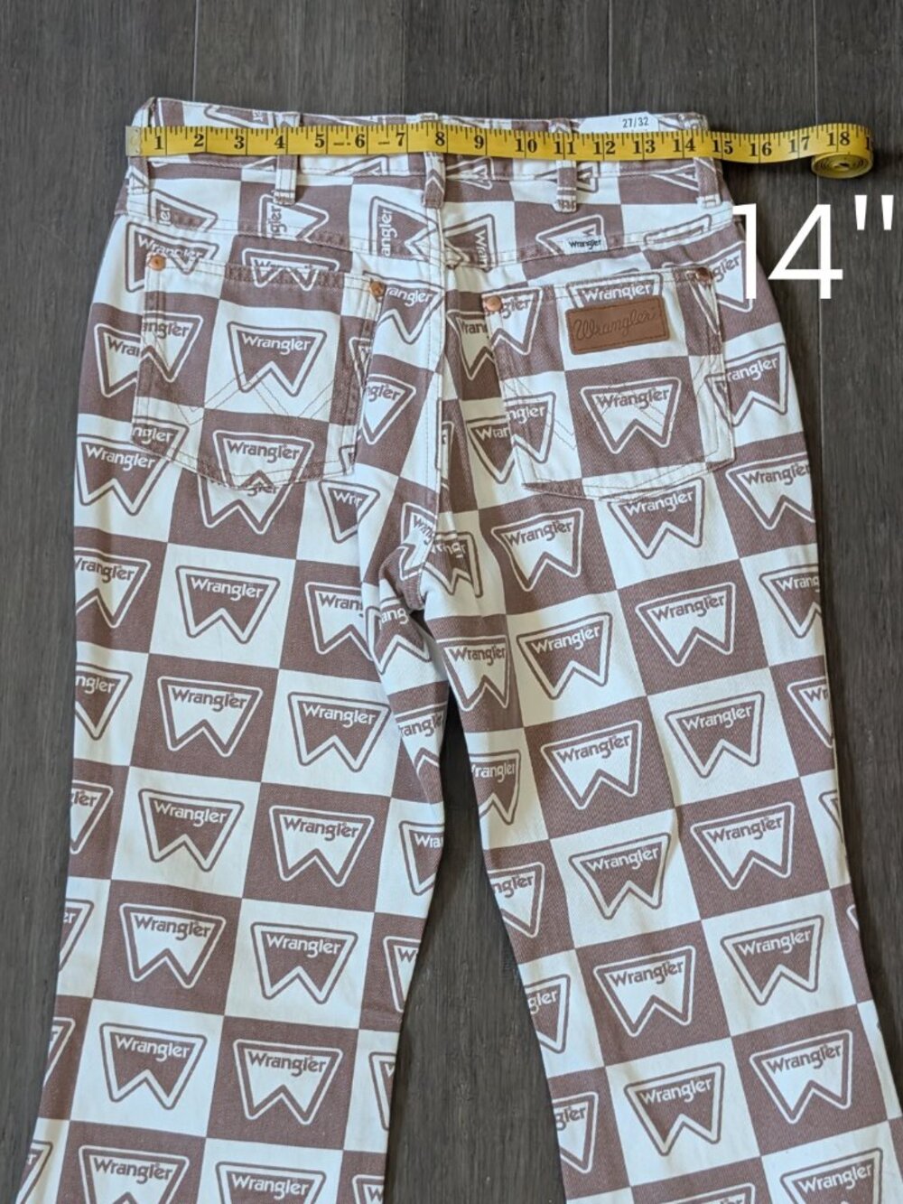 Wrangler Westward 626 Logo Checkerboard High Rise Bootcut Jeans 27/32 - Picture 11 of 11